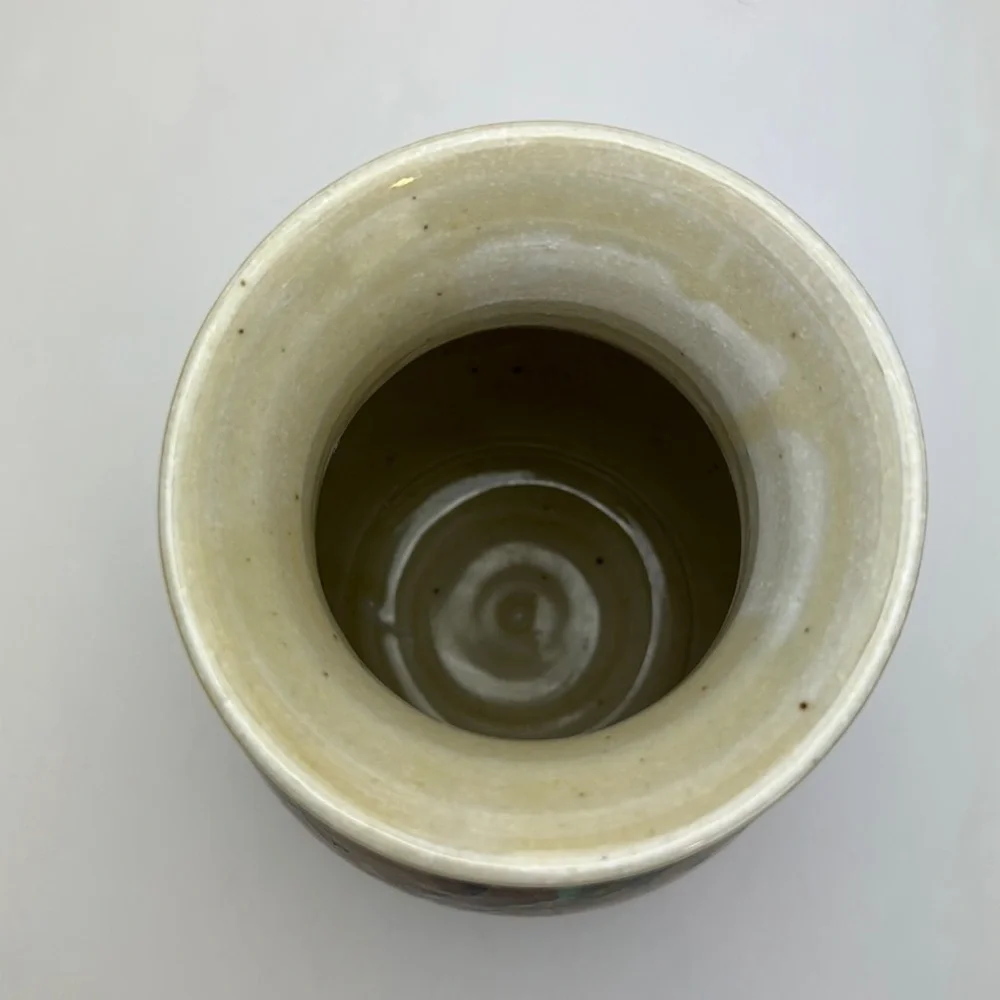 Vtg Apple Lane Studio‎ Art Pottery Vase Abstract Floral Artist Bill Nagengast - Picture 5 of 12